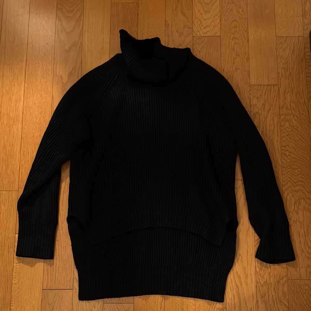 Black Ribbed Turtleneck Sweater